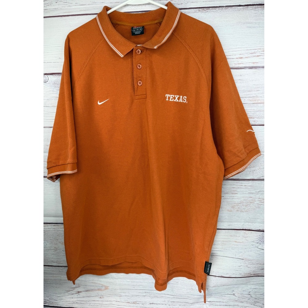 Nike Team Texas Longhorns Polo Shirt Mens XL Burnt Orange Embroidered NCAA FA04